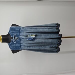 Rachel Zoe Top Blue Soft Flowy Mineral Washed Chambray Boho Hippy Shirt Medium